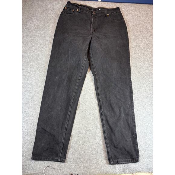 VTG 90s Levis 550 Jeans Women 16 Black Relaxed Fit Tapered Leg High Rise Red Tab - Picture 1 of 9
